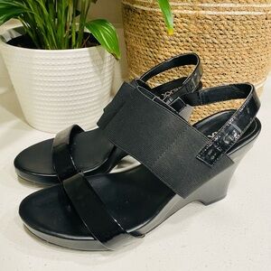 FLEXX Studio Daisy Black Slingback Wedge Sandals Women’s 8.5